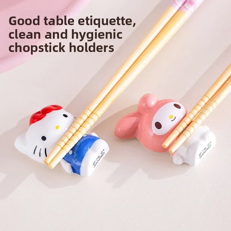 Reposapalillos de Cerámica con Estampado de Hello Kitty, Vajilla de Estilo Japonés con Dibujos Animados, para Sushi, Arroz, Cocina, Regalo, Venta al por Mayor