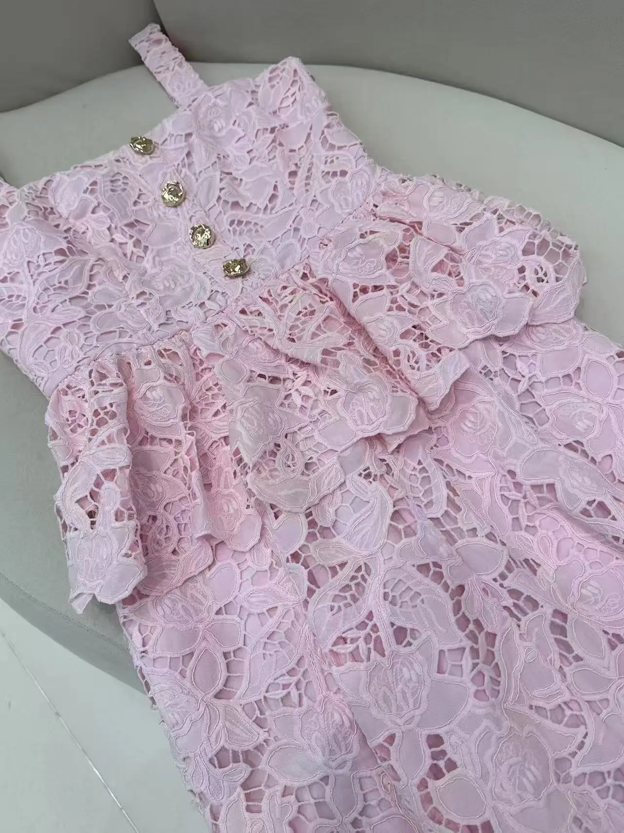 Robe élégante découpée en dentelle rose pour femmes, robes de soirée luxueuses pour femmes