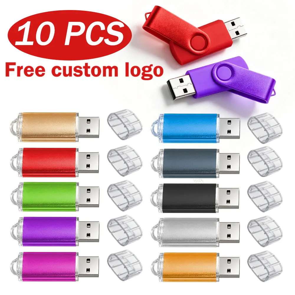 10pcs/lot Rotable USB Flash Drive 2.0 Pen Drives 32GB 16GB 8GB Pendrive Usb Memory Stick Free Custom Logo for Photography Gift