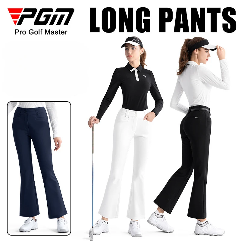 PGM Autumn Woman Golf Pants Double-layered, High-waisted, Slightly Flared-fit Warm Slim Trousers KUZ190