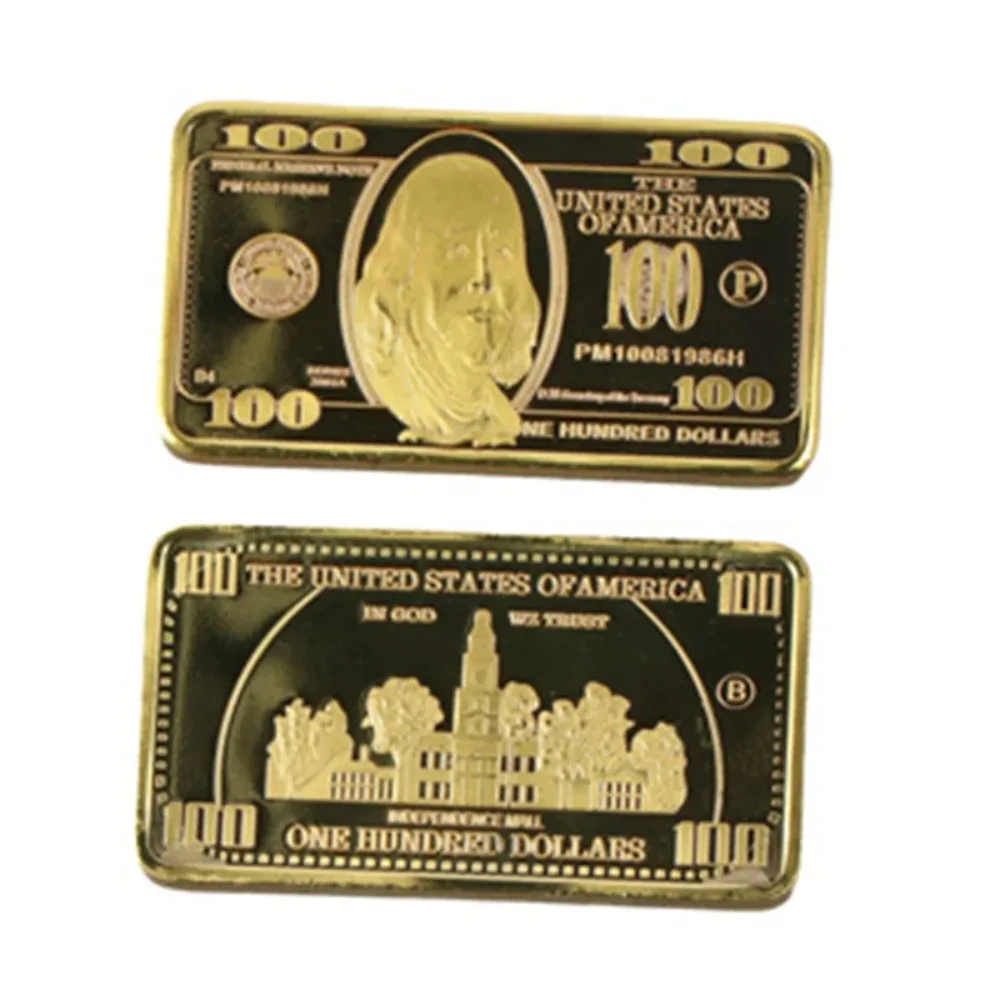 Uk Euro Prop Notes Copy Tickets Collection American 100 Dollar Bullion 24k Gold Bar Metal Coin Golden Bars USA With Gift