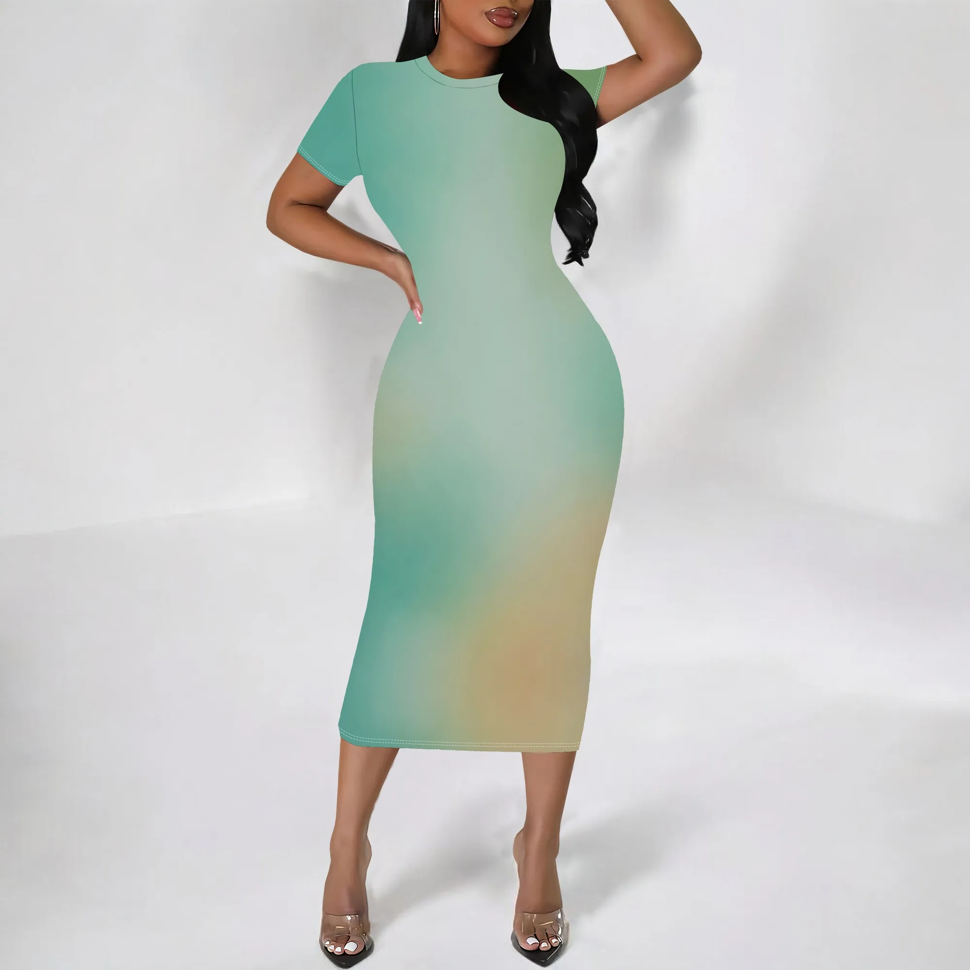 

Minimalist Gradient Bodycon Dress S-3XL Women's Summer Elegance for Cafe Date, Art Gallery or Garden Walk Look