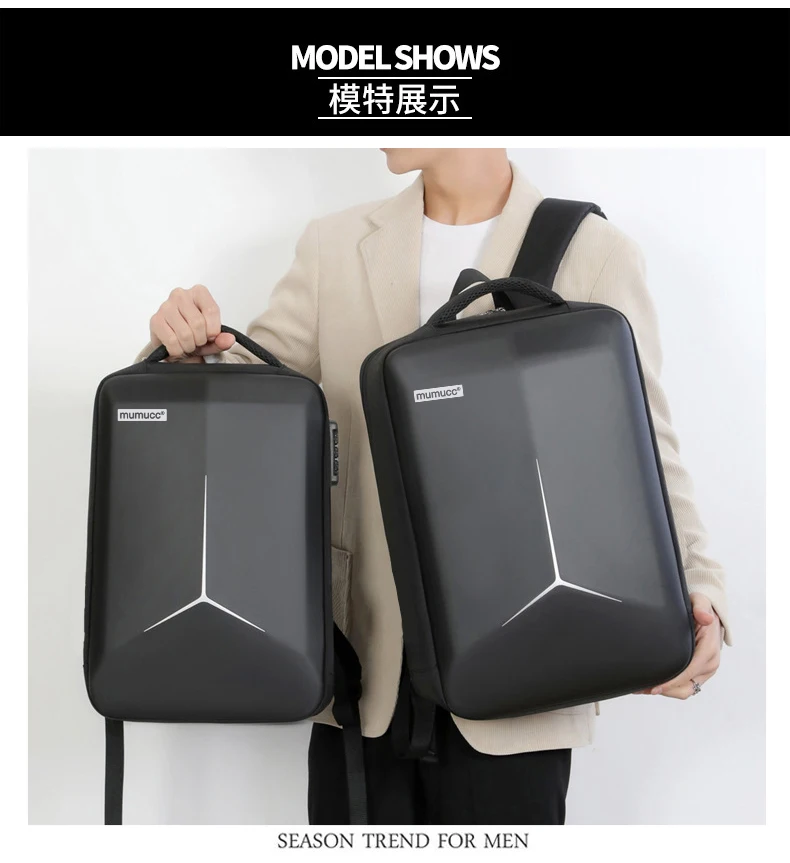 MUMUCC Hard EVA Shell Laptop Backpack Shockproof USB Type C Charging Anti Theft Password Lock Travel Backpack with Luggage Strap