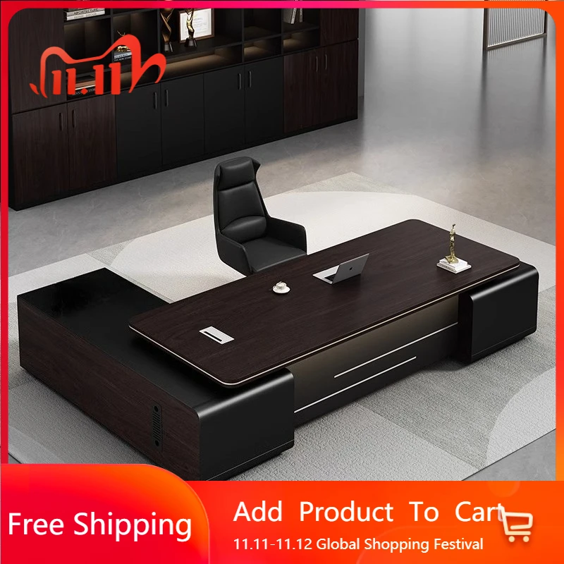 

Light Luxury Boss Office Desk Wooden Storage Designer Vintage Unique Desk High Quality Modern Executive Schreibtisch Furniture