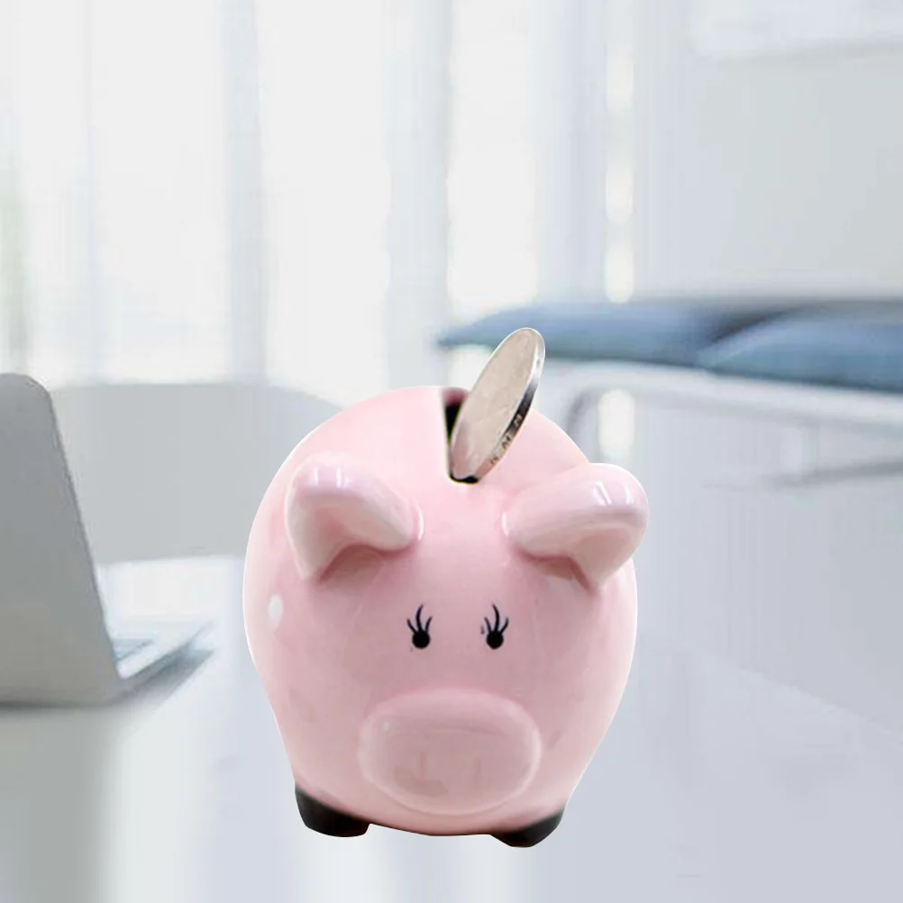 

Cute Ceramic Piggy Bank for Kids Coin Storage Container Small Change Organizer Fun Savings Jar for Home Office Study