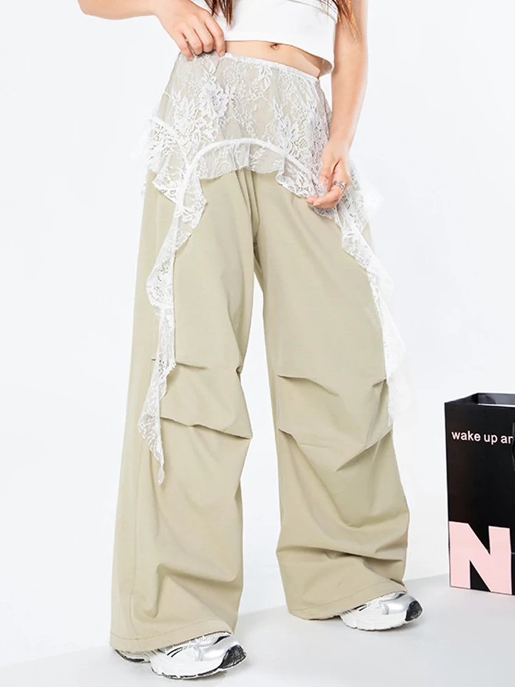 

Kids Hip Hop Jazz Clothing Children Performance Costume Girl Fashion Lace Cargo Pants Street Dance Competition Wear DQL10686