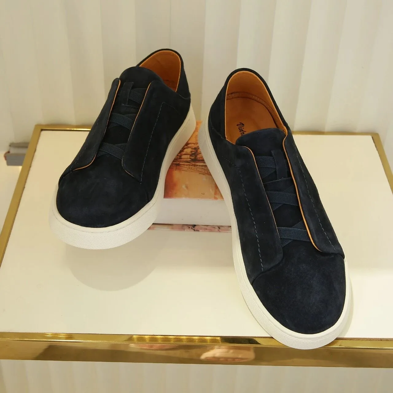 

Leather Business Casual Shoes Men's Slip-On Flat Substitute Model Italian Luxury Cowhide Breathable Comfortable round Toe