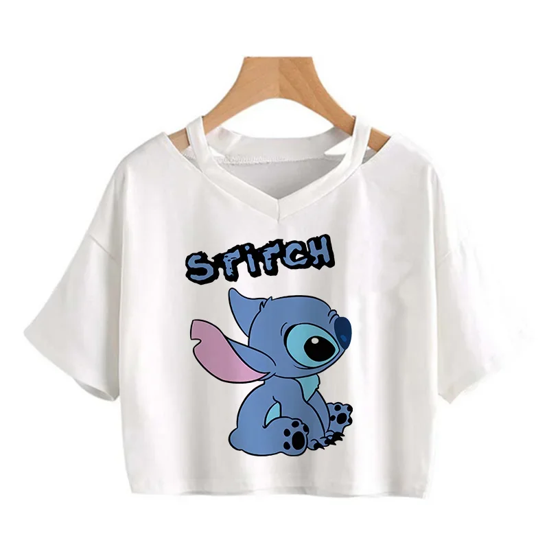 Y2k  Kawaii stitch Funny Cartoon T Shirt Women Manga T-shirt Graphic Tshirt Streetwear Crop Top Tees Female Gothic