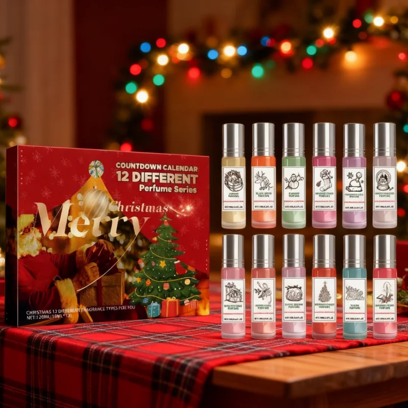 

Рождественский подарочный набор парфюмерии, 12 шт., туалетная вода с разными ароматами и феромонами, долговечный рождественский подарок для друзей, парфюмерный подарок