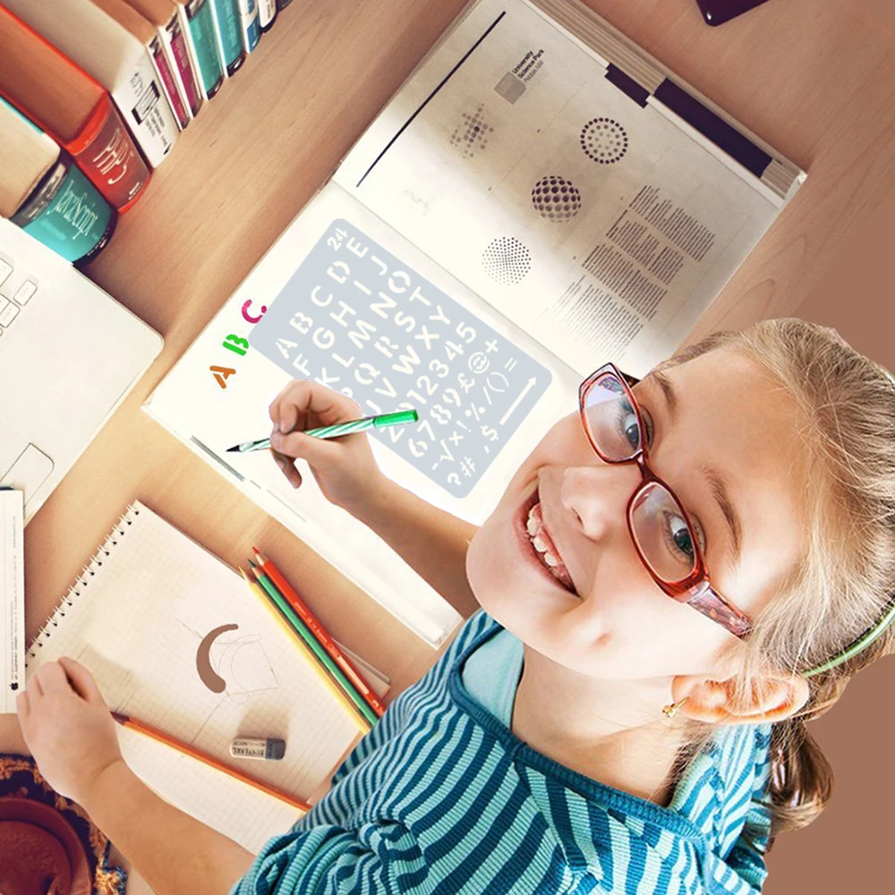 1pc Drawing Stencils Hollow Out Design PET Material Template Reusable for Children Students DIY Painting Craft Notebook