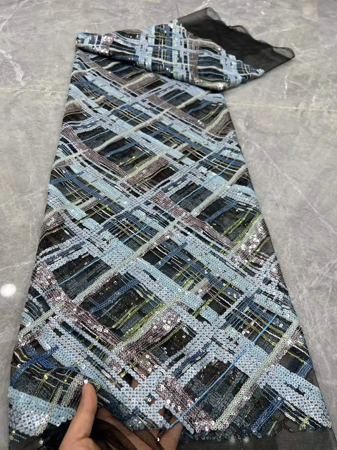 

Новейшая африканская нигерийская тюлевая кружевная ткань с блестками и вышивкой для свадебного платья, 5 ярдов, кружевная ткань высокого качества-3D