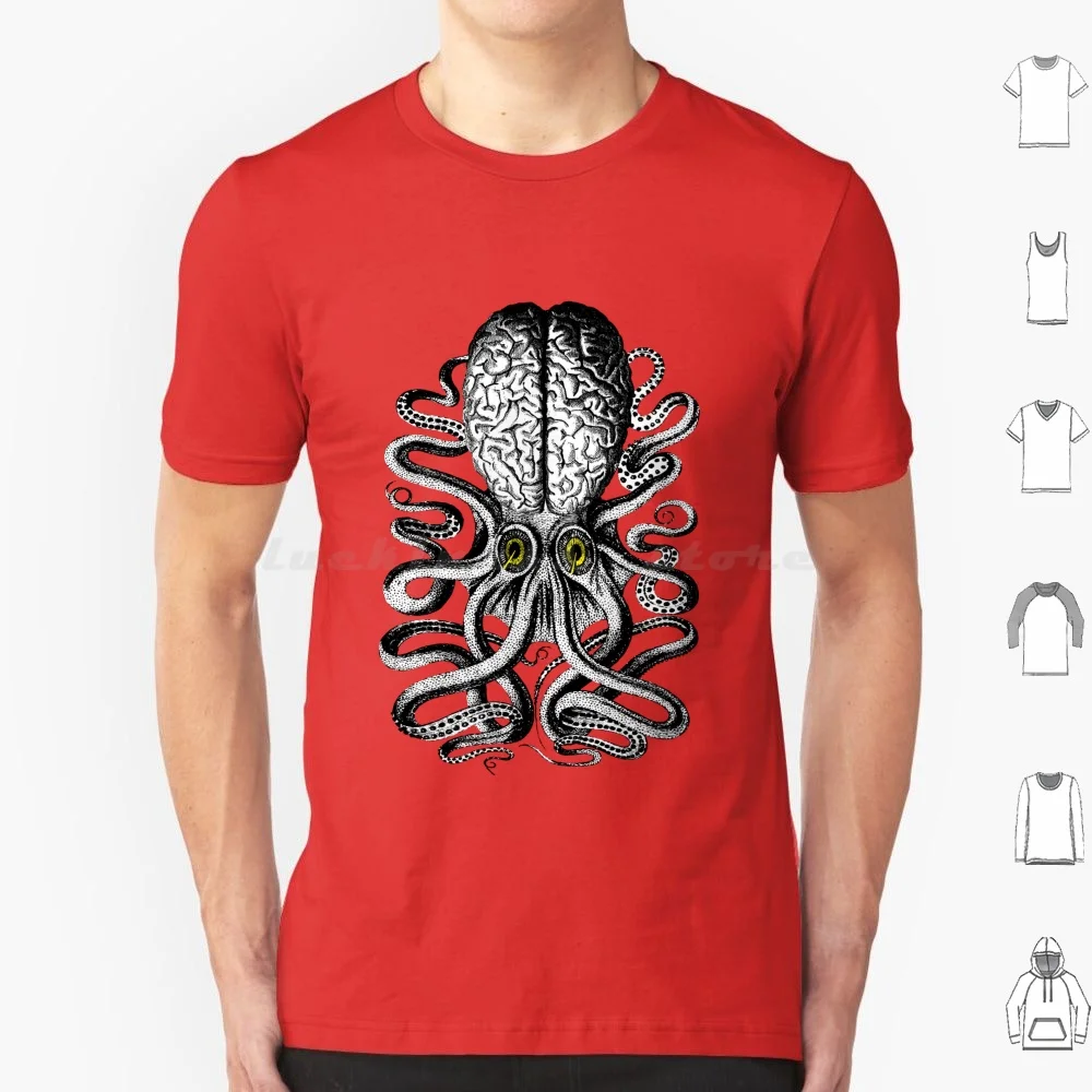 Release The Regular Brain Kraken T Shirt Big Size 100% Cotton Sea Monster Kracken Giant Squid Octopus Creature Horror Sailor