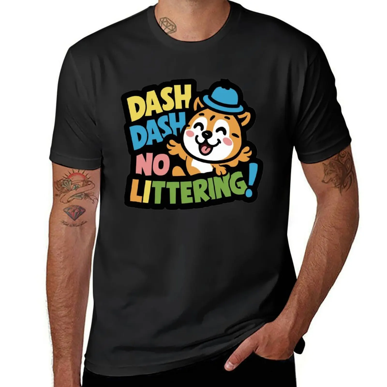 Dash Dash No Littering Environment Earth Day T-Shirt cute tops blue archive aesthetic clothes shirts men