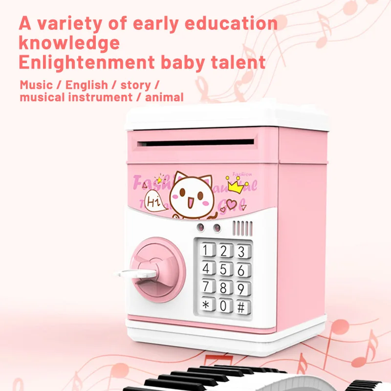 Children's Cartoon Piggy Bank Creative Music Story ATM Battery Mini Safe Plastic Ornament