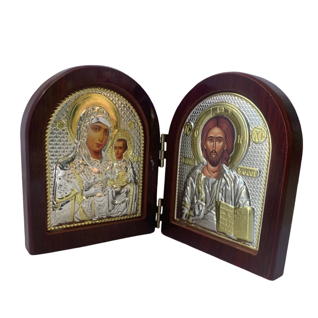 Jesus Wood Icon Double Virgin Mary Statues Religious Christmas Easter Home Decoration Church Gift