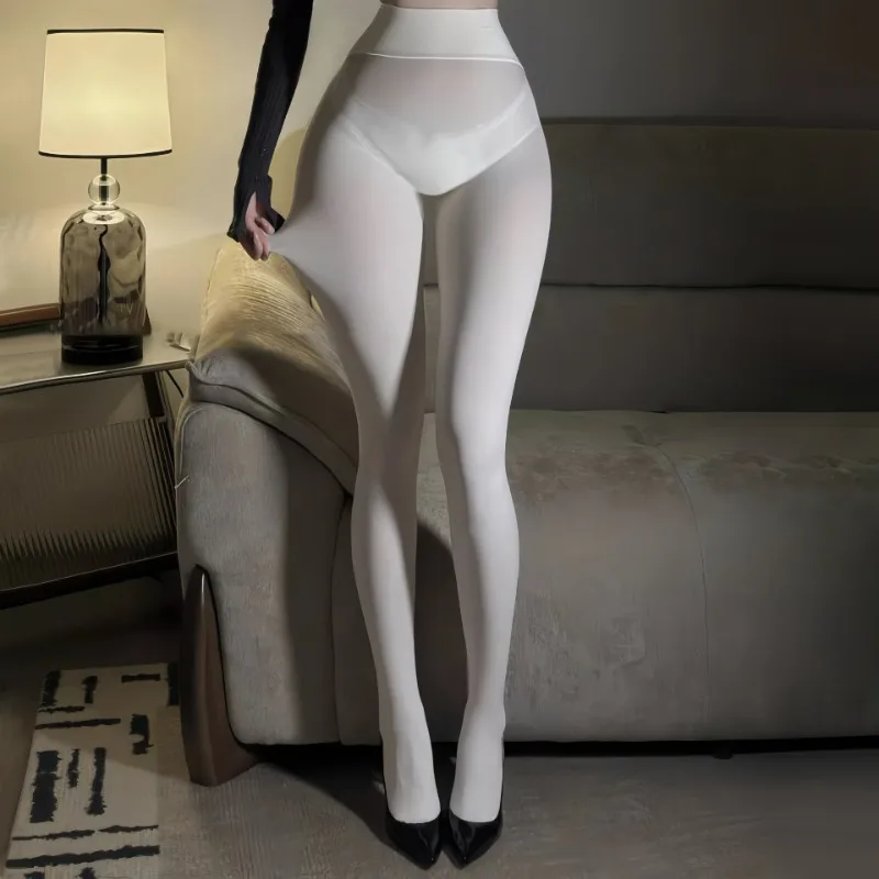 80D Velvet Thick Black Matte Pantyhose High Waisted Seamless Crotch Black Silk Base Tights Women Sexy Pure Desire Gray Leggings