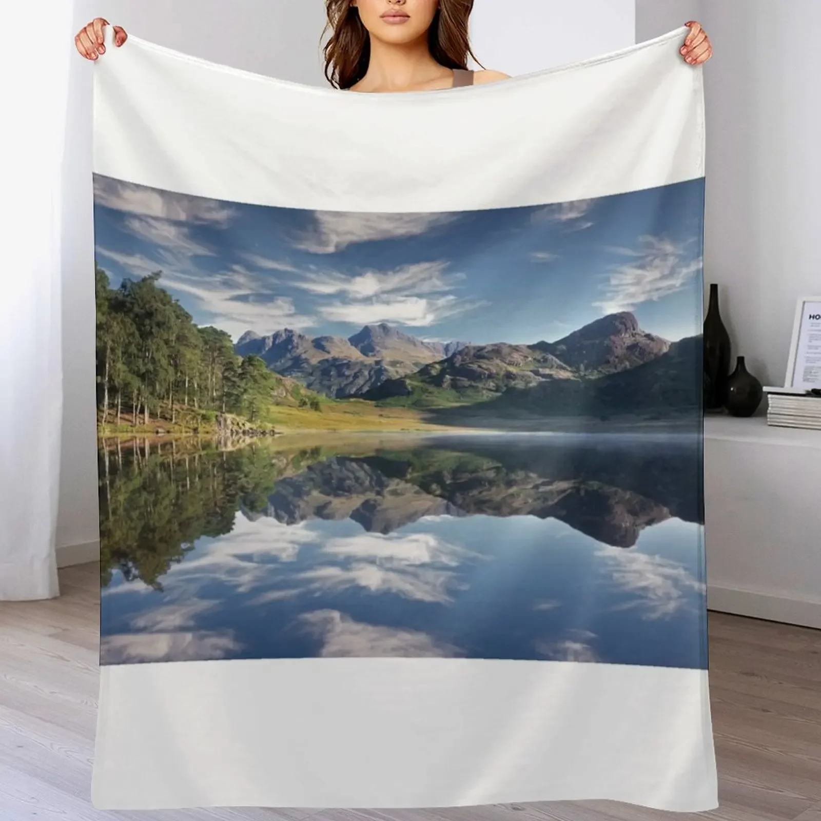 

Dancing clouds above The Langdales and Blea Tarn Throw Blanket Moving for sofa decorative Blankets