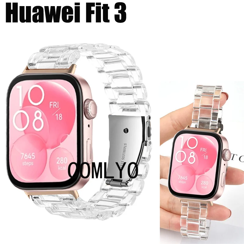 For Huawei Fit3 fit 3 Smart Watch Strap Wristband Plastic Clear Women men Band