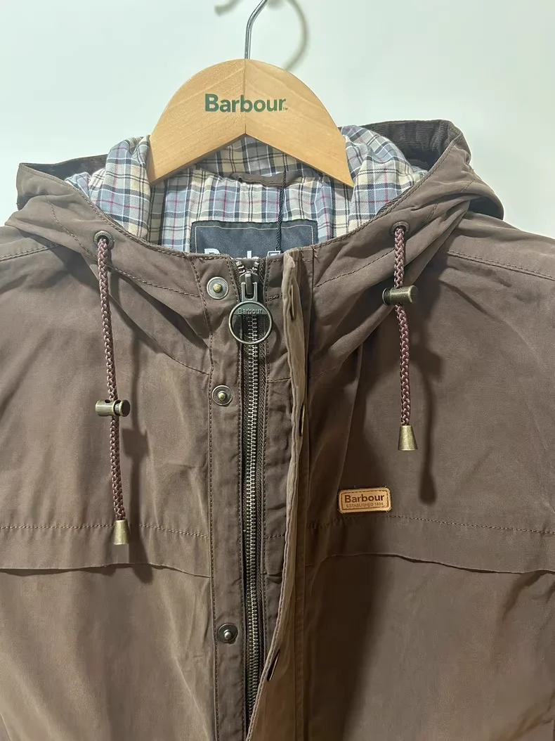 B@r Chaqueta con capucha marrón oscuro Retro británico