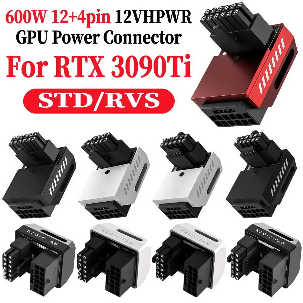 

Адаптер питания 600 Вт 12+4pin PCI-e 5.0 16pin, угловой 90 градусов, 16pin 12VHPWR, разъем GPU (папа-мама) для RTX 3090Ti