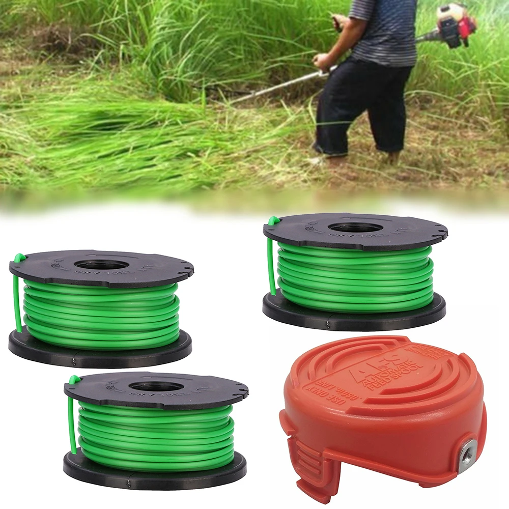 3pcs Trimmer Spool Line With Spool Cap For GL7033 GL8033 GL9035 Garden Lawn Mower Grass Trimmer Spools