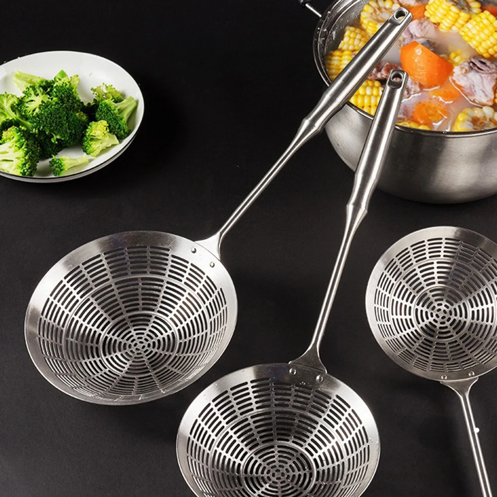 Stainless Steel Spider Mesh Strainer & Colander Ladle Skimmer Cooking Tool Skimmer Mesh Strainer Scoop Filter Spoon