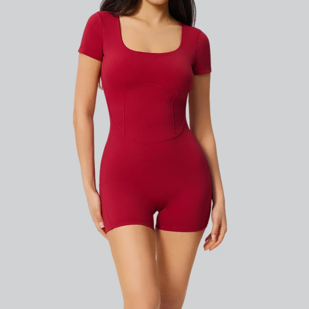 Women Jumpsuit Yoga Quick Drying Workout Clothes One-piece Fitness Romper Sports Bodysuit Short Sleeves Gym Backless Bodysuits image 6