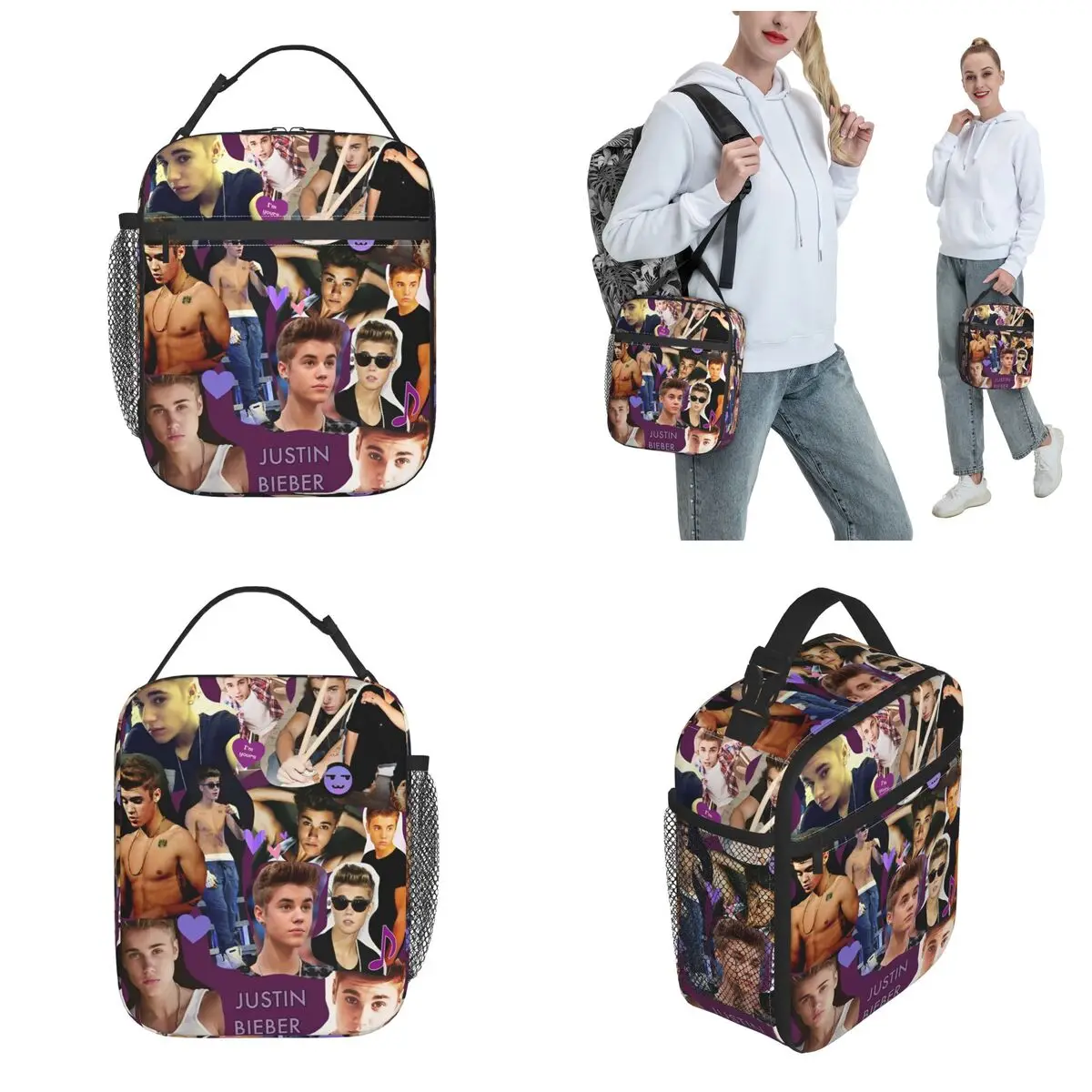 Pop Singer J-Justin Bieber Accessories Insulated Lunch Bag For Outdoor Food Storage Bag Portable Thermal Cooler Lunch Boxes