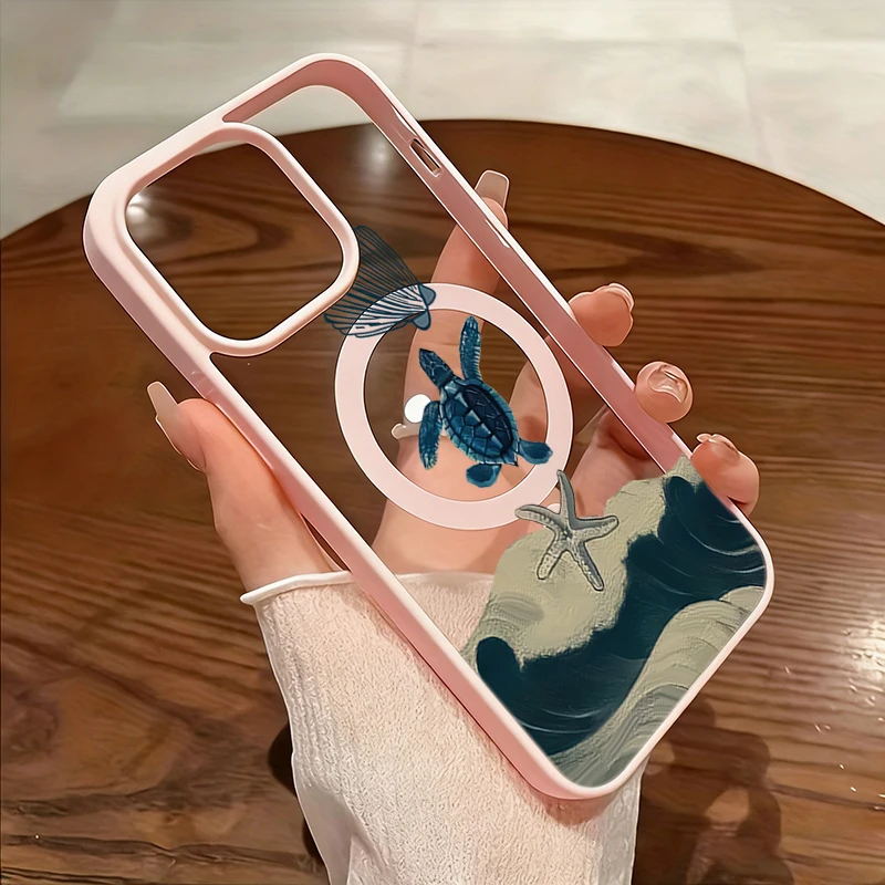 Meereslebewesen Ozeanschildkröte Transparente Handyhülle für iPhone 17 16 15 11 14 13 12 Pro Max Plus Hüllen 17Air für Silikon Magnetische Abdeckung – Detail 6