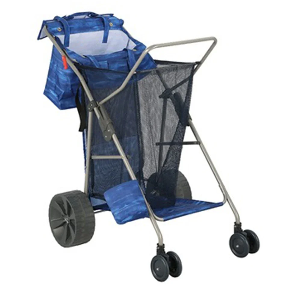 

Outdoor Folding Beach Fishing Beach Camping Cart Trolley Deluxe Tote Storage Transport Wheels