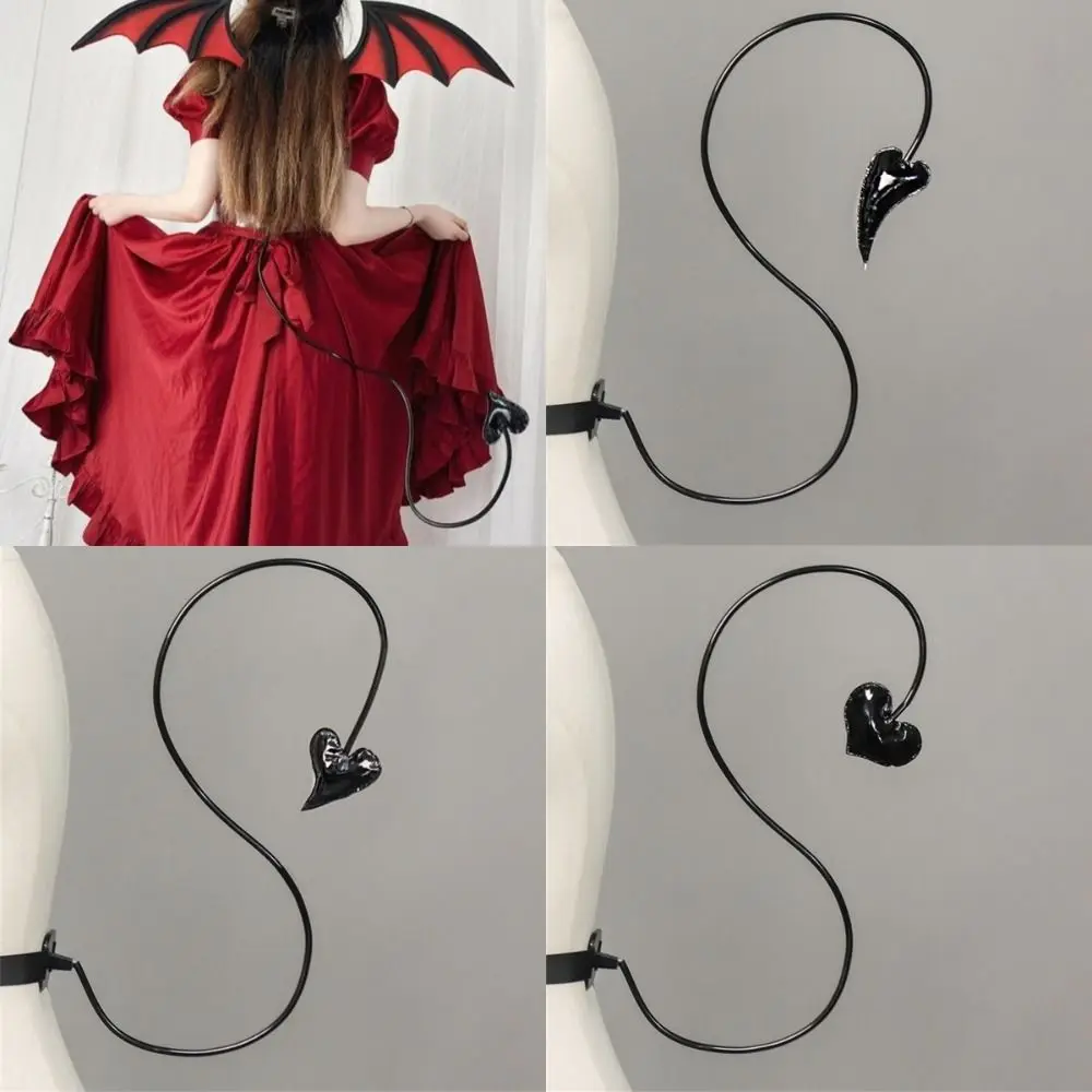 Little Demon Sweetheart Tail Universal Black Cosplay Costume Arrow Heart Style Adjustable Bat Tail Waistband Party Accessories