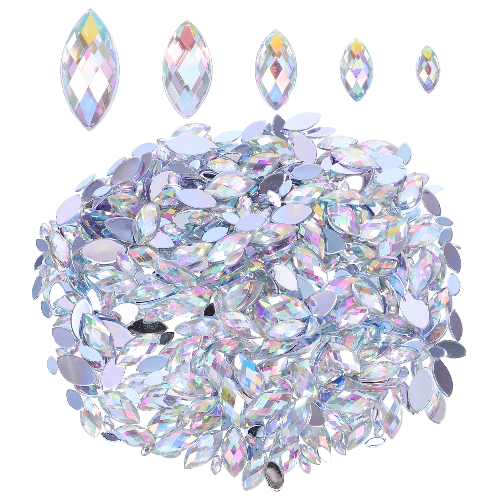 

600 Pcs Flat Drill Diamond Gemstone Acrylic Rhinestones Phone Case Decor Crystal AB Gems Multipurpose Size Nail