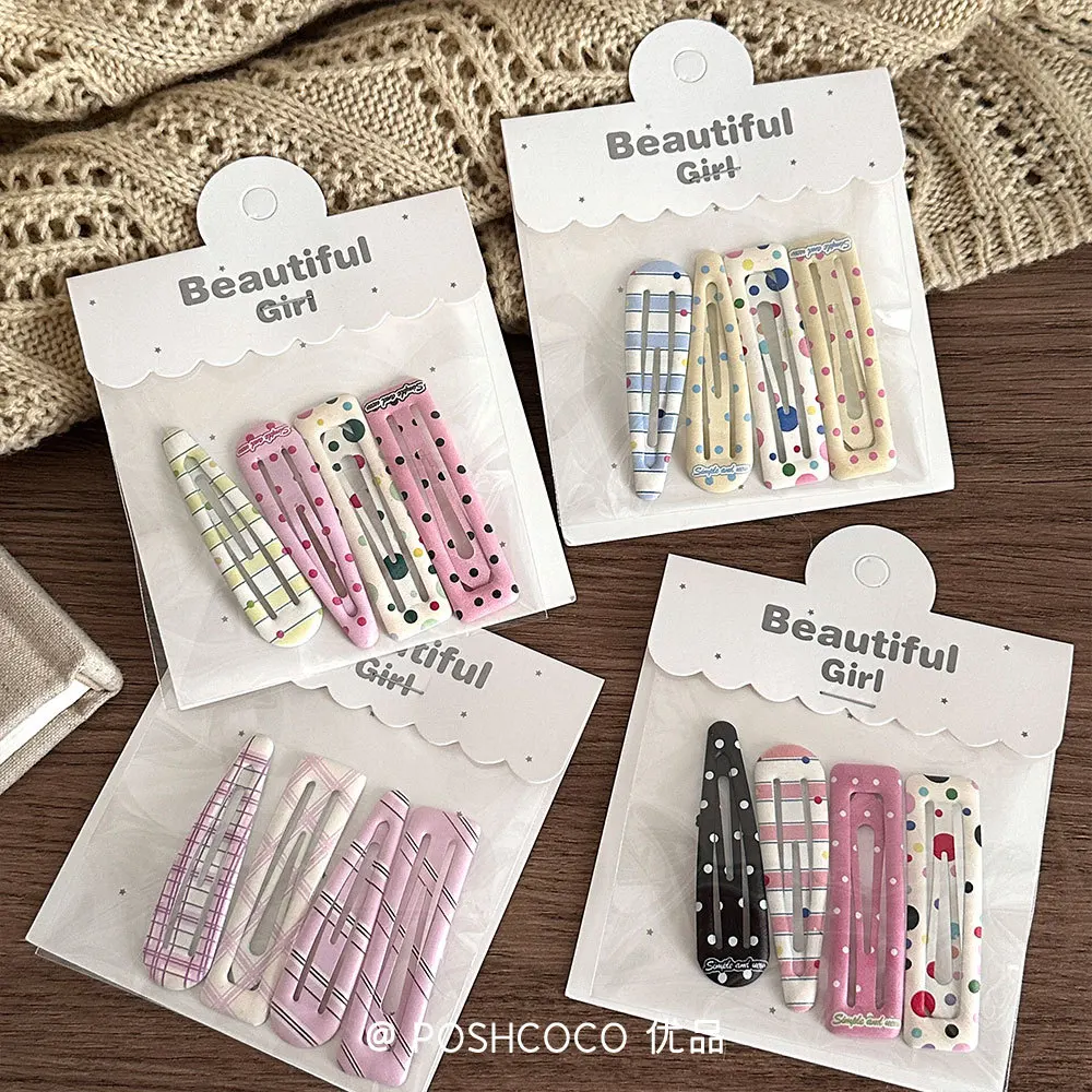 Baby Hair Clips 4 Pack Candy Cream Water Drop Square for Side Bangs Stray Hairs Premium Resin Accessories Elegant Cute