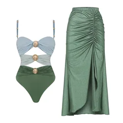 High Quality One Piece Swimsuit Golden buck Printed Push Up Women Bikini Set Swimwear Slimming Bathing Suit Beach Wear