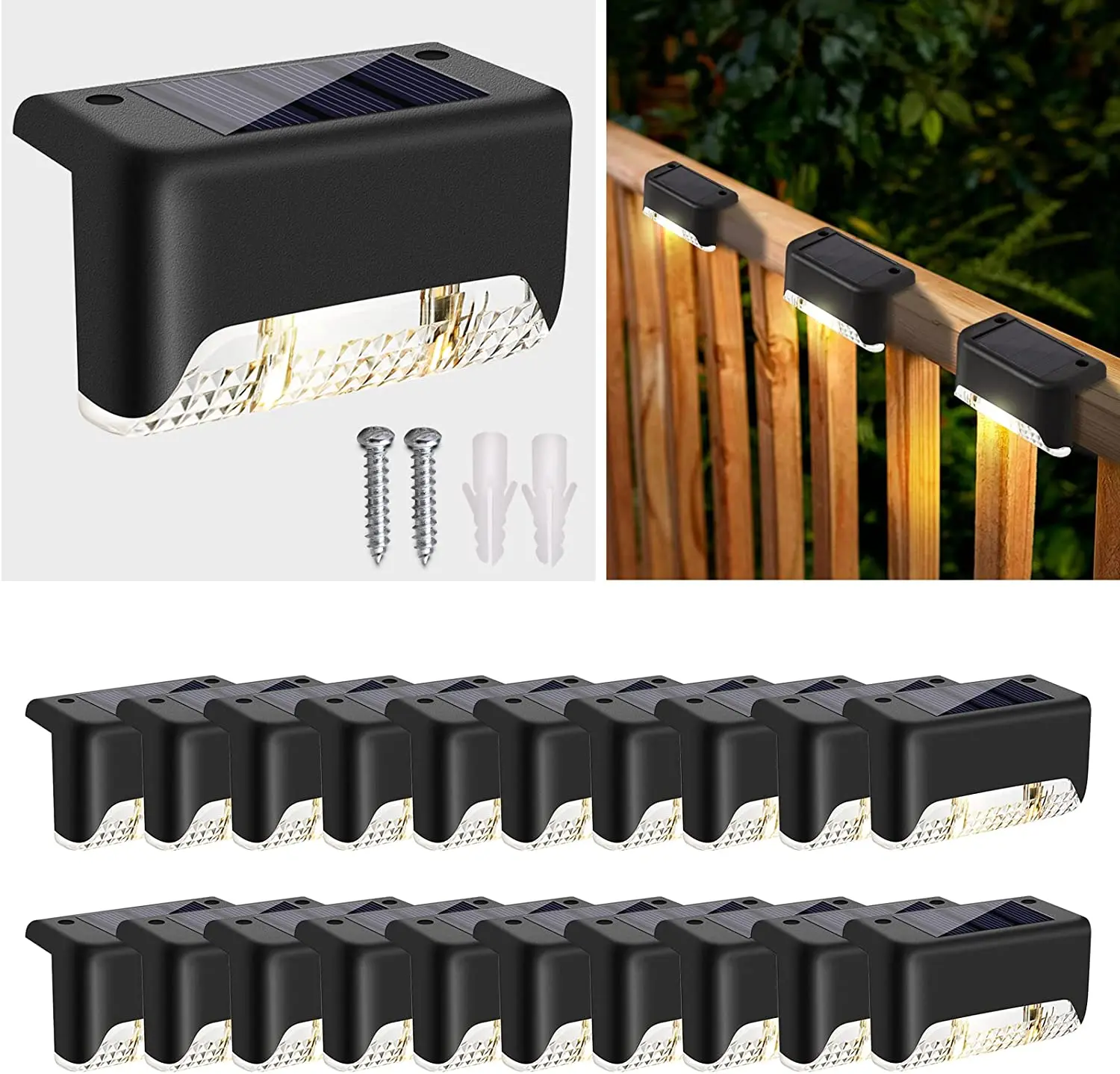 

Warm White Solar LED Lights Solar Step Lamp Path Stair Outdoor Garden Lights Waterproof Balcony Light Decoration for Patio Stair