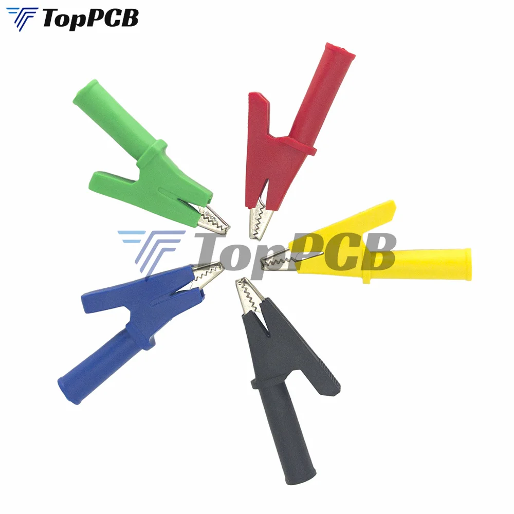 5pcs Alligator Clips Crocodile Safety Test Folders For 4mm Banana Plug Five colors J.60049