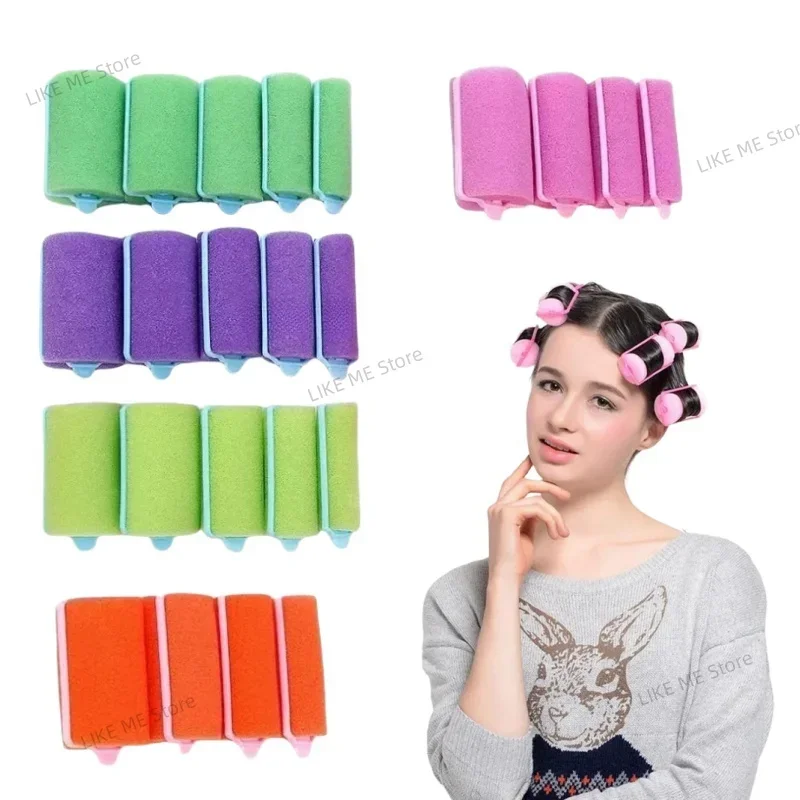 12PCS /Set Pink Soft Sponge Foam Cushion Hair Rollers Curlers Barber DIY Curls Hairdressing Tool DIY Home Heatless Wave Formers