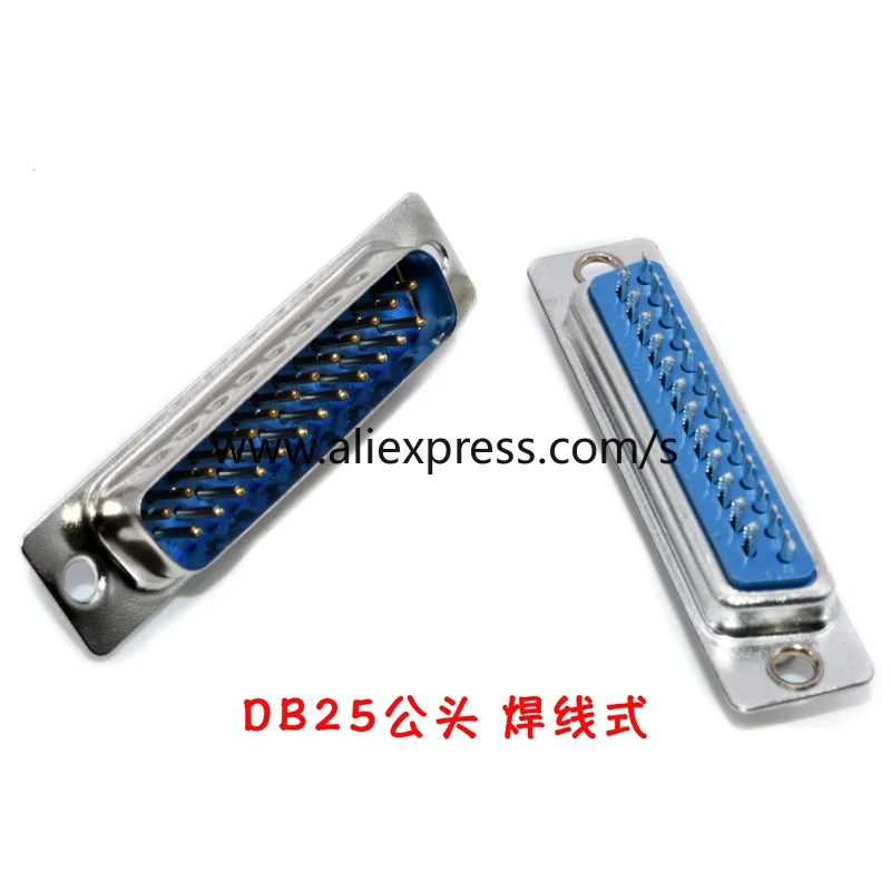 DB9 DB15 DB25 DB37 Hole/Pin Female/Male Blue Welded Type Connector 5PCS RS232 Serial Port Socket DB D-SUB Adapter 9/15/25/37P