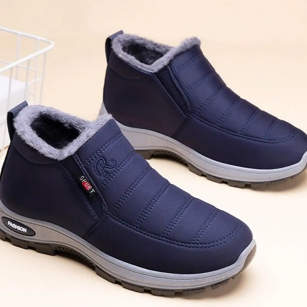 

Зимние зимние ботинки из утепленного флиса для мужчин и женщин, удобная хлопковая обувь, нескользящие теплые короткие ботинки для среднего и пожилого возраста