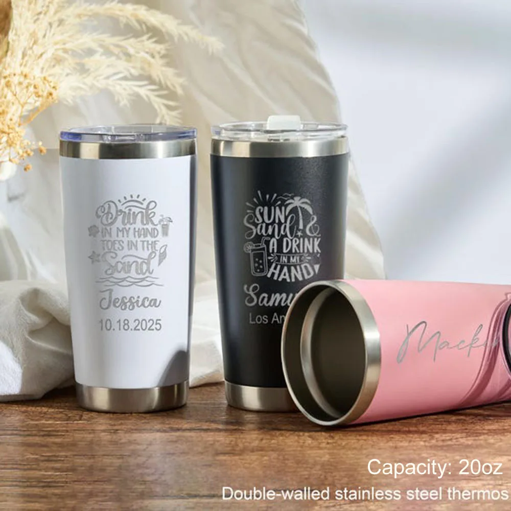 مخصص 20oz معزول بهلوان شخصية محفورة بالليزر السفر القدح مكنسة من الفولاذ المقاوم للصدأ كوب حراري لقضاء عطلة الشاطئ #5
