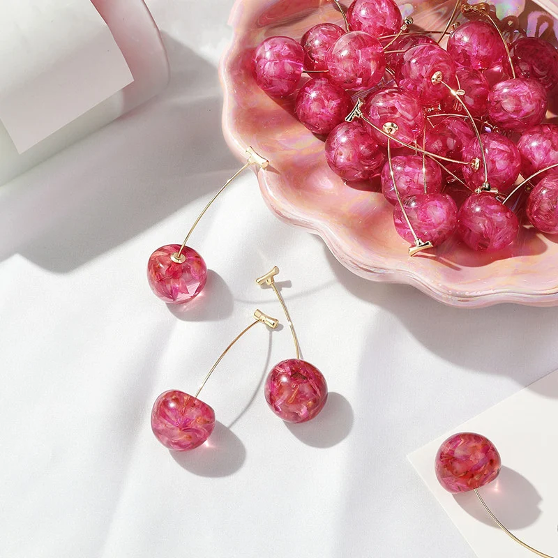 2024 New Arrival Acrylic Earring fashion Geometric fine Women Dropg6f2 Earrings contracted sweet cherry modelling long earrings