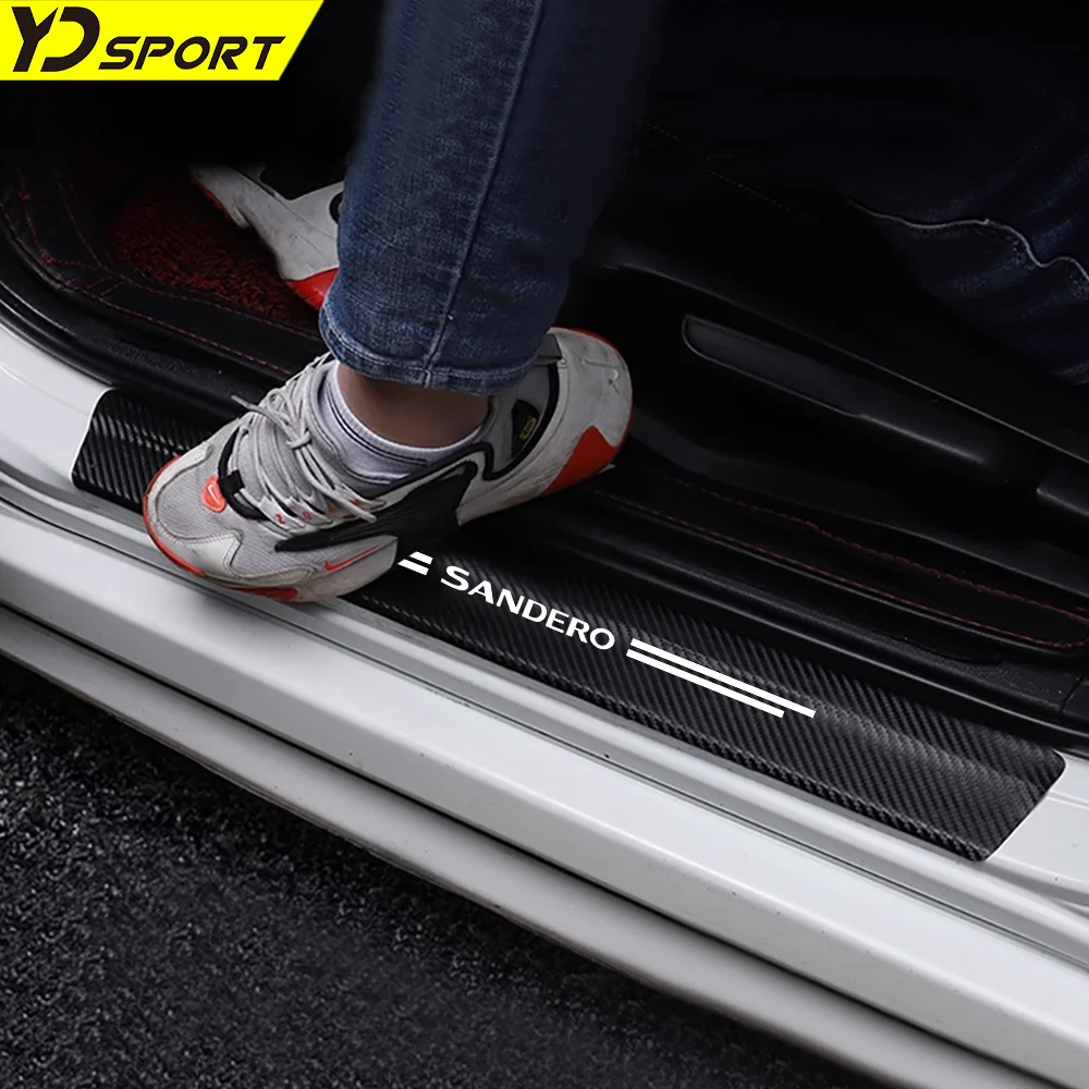 Car Door Sill Carbon Fiber Sticker Trunk Threshold Side Anti Scratch Tape Decal Sticker For Dacia SANDERO Auto Accessories