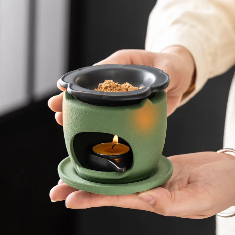 Ceramic Fire-isolated Incense Burner Candle Aroma Lamp Tang Lady Censer for Sandalwood Powder Essential Oil Fragrance Decor