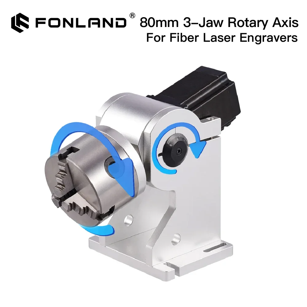 Rotation Axis Diameter 80mm Rotary Attachment For Laser Marking Machine 9 Times Deceleration for Cylindrical