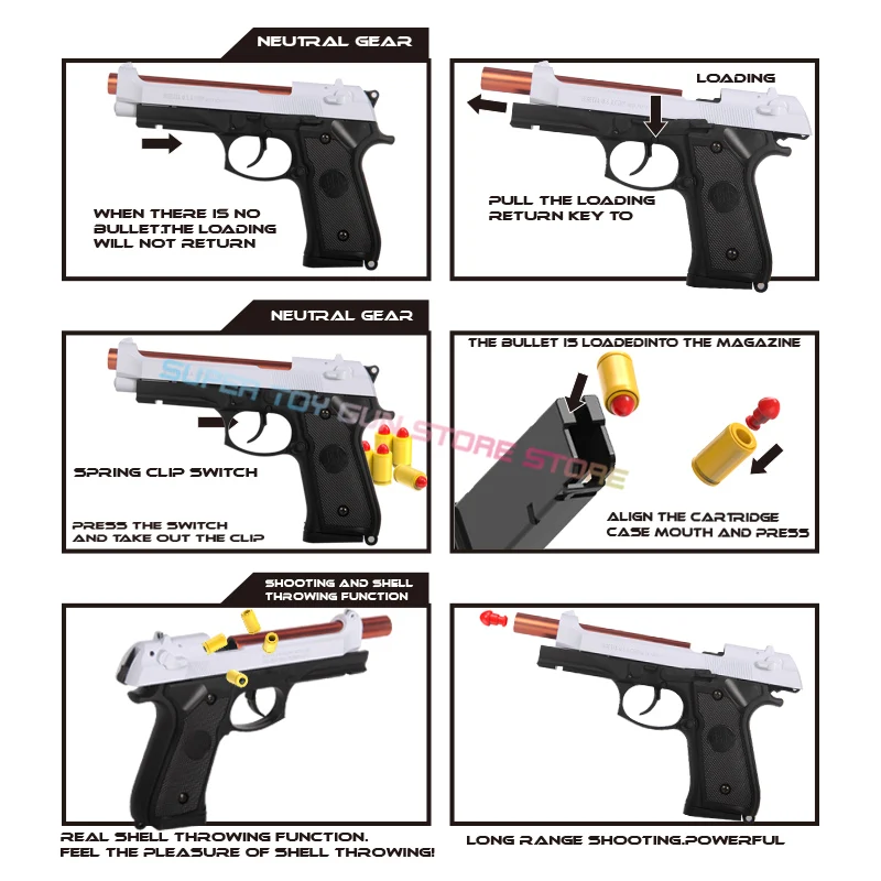 M9a3 Pistolen schale, die kontinuierliches Abfeuern der weichen Kugel pistole wirft, leeres hängendes Geburtstags geschenk