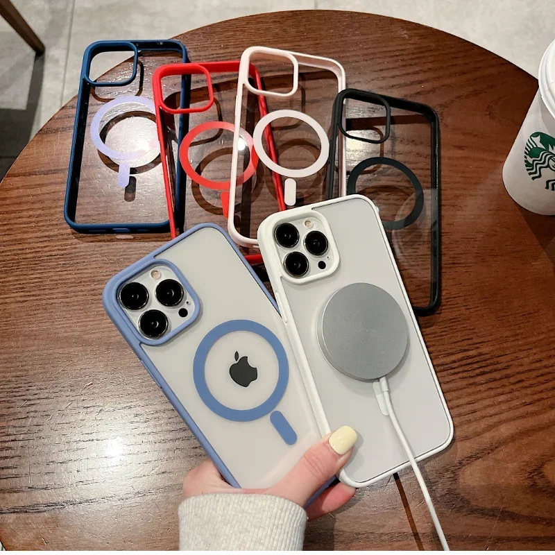 For Magsafe Magnetic Wireless Charging Case For iPhone 17 16 15 14 13 12 11 Pro Max Plus 12 13 Mini 16e Hard Acrylic Clear Cover - náhled 2