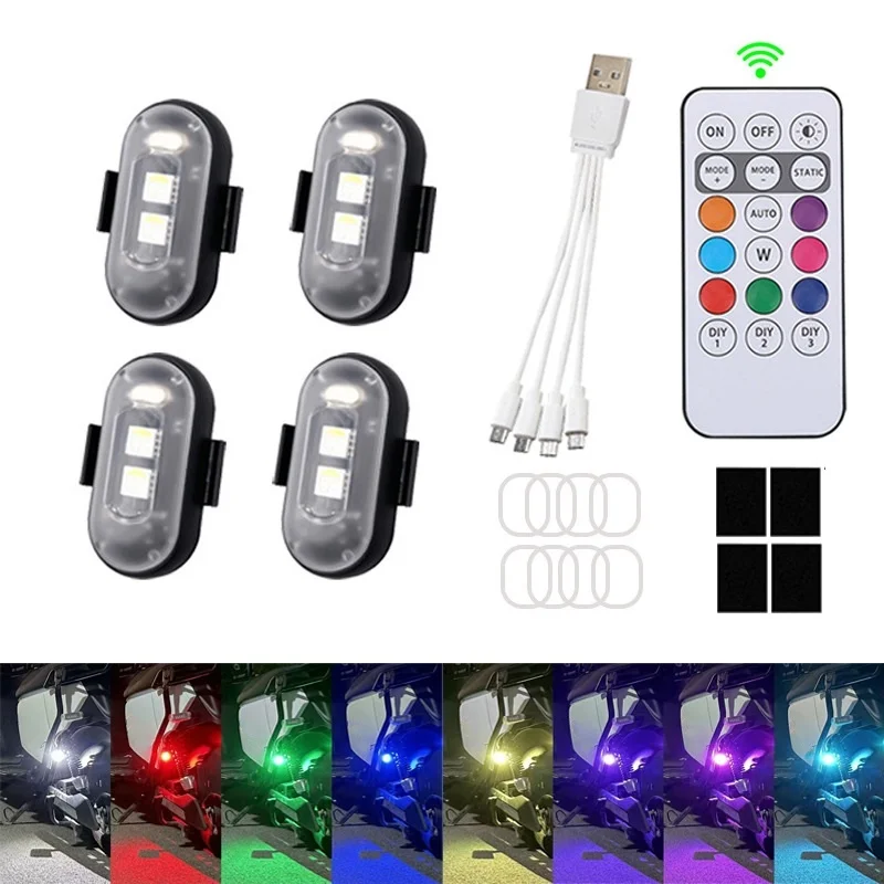 

Wireless LED Strobe Light with Remote Control USB Charging Waterproof 8 Color Emergency Warning Light