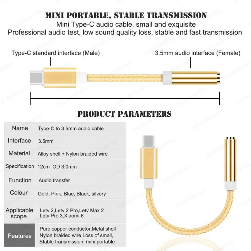 Usb Type C Naar 3.5Mm Aux Adapter Type-C 3 5 Jack Audio Kabel Originele Voor Huawei V30 mate 20 P30 Xiaomi Mi 10 9