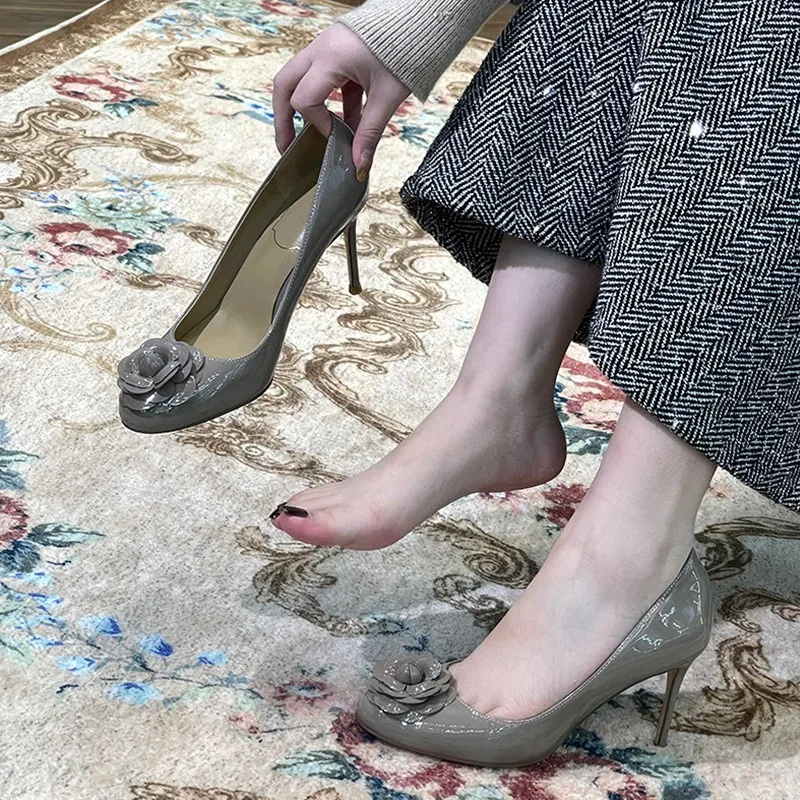 Elegant Women's Shoes New French Floral High Heels 2026 Summer Comfort Versatile Pumps for Women Fashion Brand High Heel Sandals