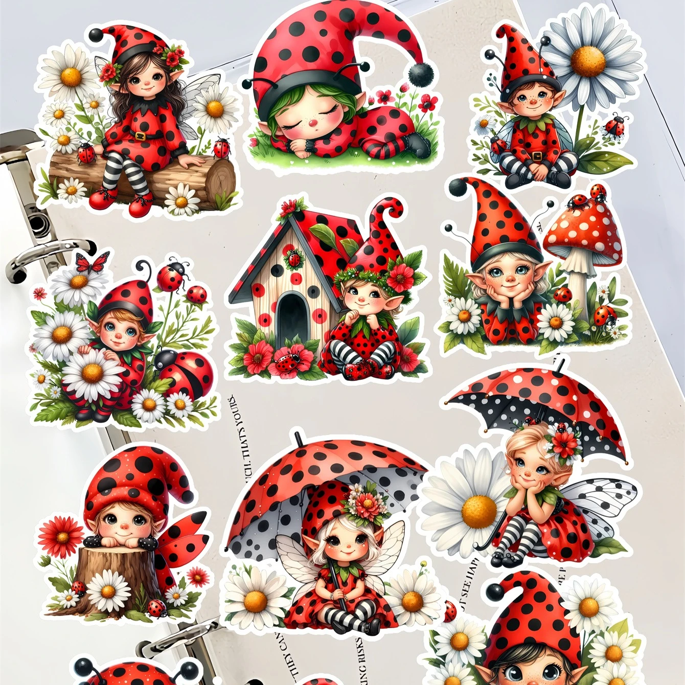 

17Pcs DIY Cute Ladybug Clip Art Ladybug Elf Stationery Stickers Hand-Drawn Paris Daily Life, Planner, Journal Decoration